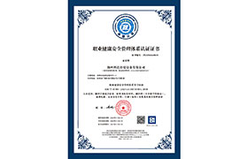 職業(yè)健康安全管理體系認(rèn)證證書(shū)
